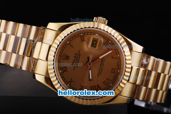 Rolex Datejust Oyster Perpetual Chronometer Automatic with Brown Dial and Roman Marking - Click Image to Close
